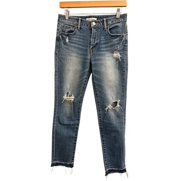 Moussy Just Waist Cropped Skinny ankle jeans 26 distemper raw hem - Picture 1 of 8